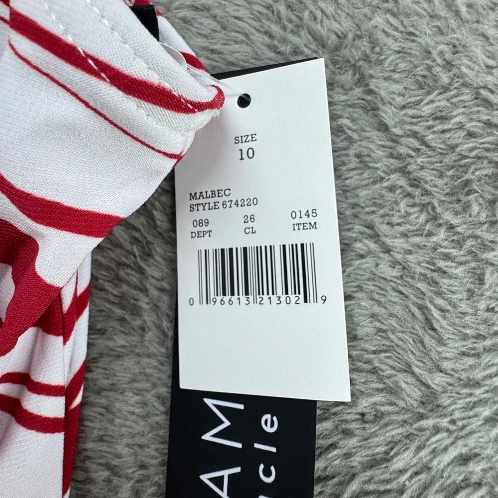 Dreamsuit by Miracle Brands Tankini Top‎ Womens 10 Red White NEW Tropical Palm